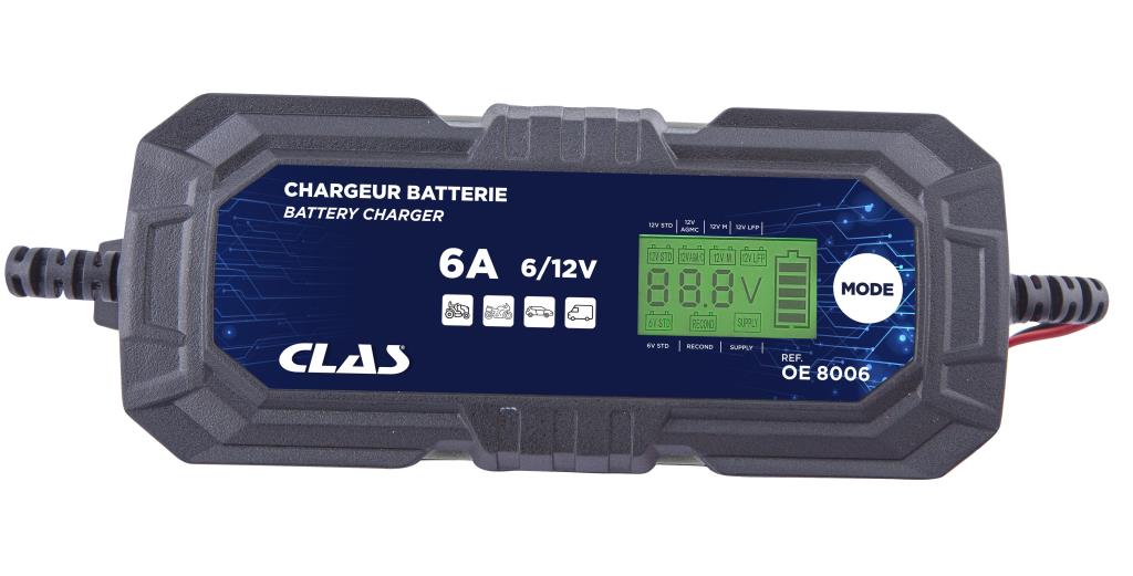 Chargeur de batterie de voiture ((de 6 à 12 V, et câbles)) CLAS  ref. OE 8006